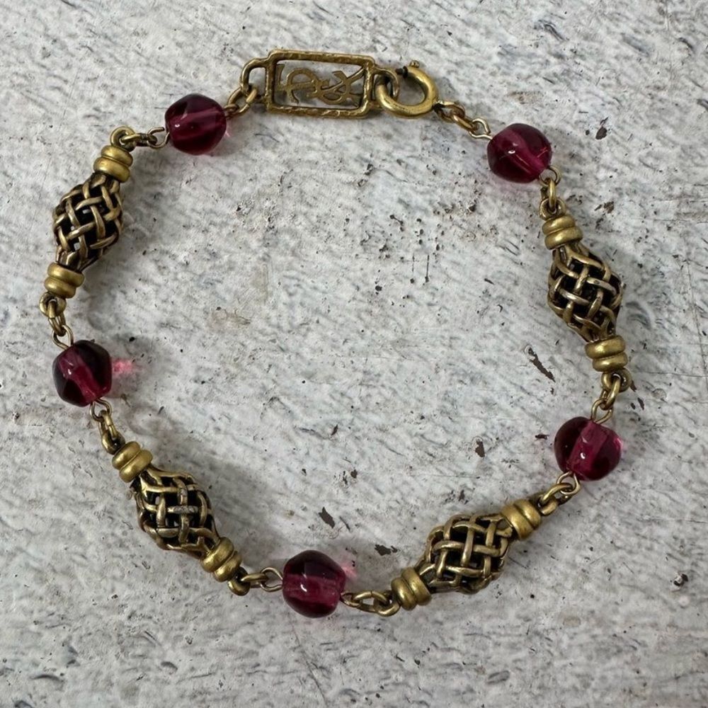 Vintage Yves Saint Laurent YSL Gold Tone Link Bracelet